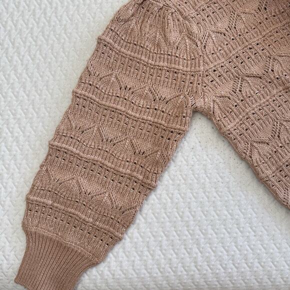 Design History Art Deco Chunky Knit Sz L Beige Cottage Boho Cozy Coastal Neutral - Picture 4 of 9